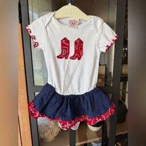 Baby Korall cowgirl boots onesie twirl dress bandana western appliqué bodysuit